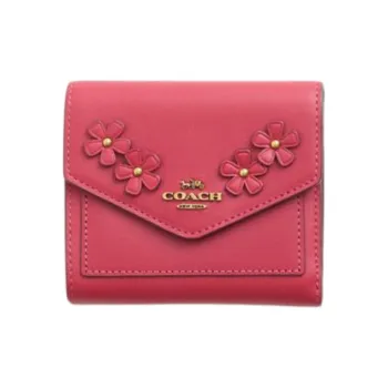 COACH Leather Wallet Mini Women's Red Apple
