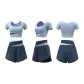 [Short-Sleeved Set]Gray Lake Blue+Sperm Whale Blue