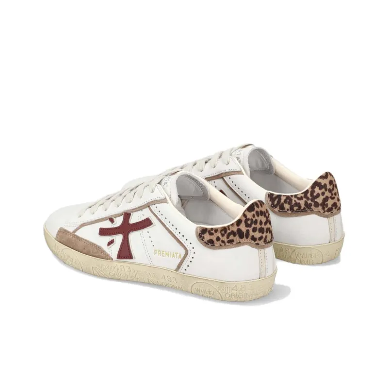 PREMIATA Steven Wear-Resistant Low-Top Skateboard Shoes Women's White Red-1