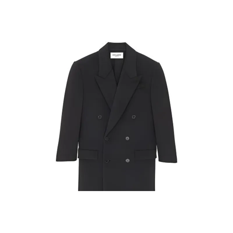 SAINT LAURENT Double Breasted Long Sleeved Coat-6
