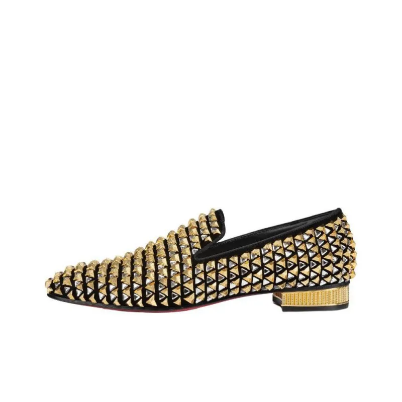 CL LUBOTING Croconaki Loafers Men's Gold-0