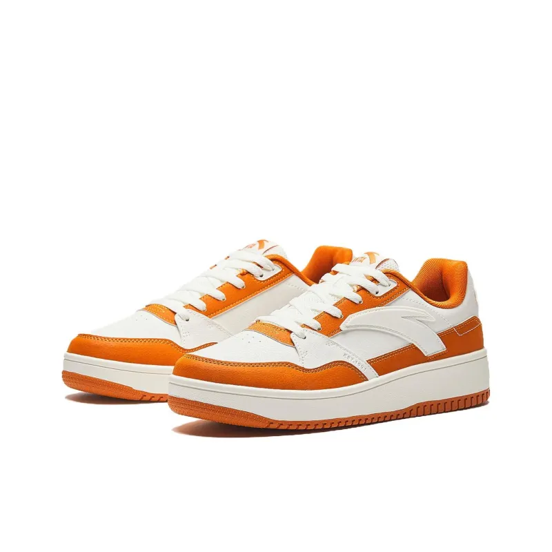 Anta Life Collection Anti-Slip Wear-Resistant Low-Top Skateboard Shoes Men's White Orange-1