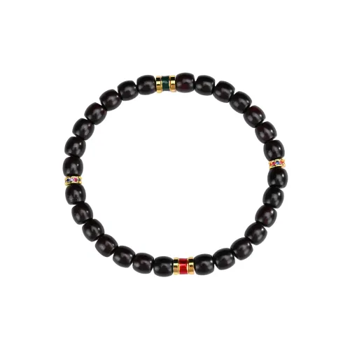 GUMUJIANG Fragrance Agarwood Beaded Bracelet With Two Circles Womens