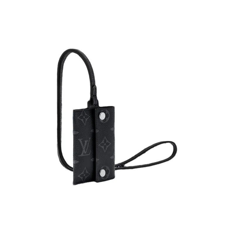 LOUIS VUITTON Taïga Cow Leather With Monogram Coated Canvas Card Clip Card Holder Men's Black-2