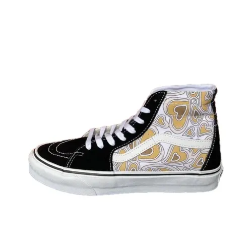 Vans Sk8-Hi Anti-Slip Wear-Resistant High-Top Skateboard Shoes Unisex Black White Yellow