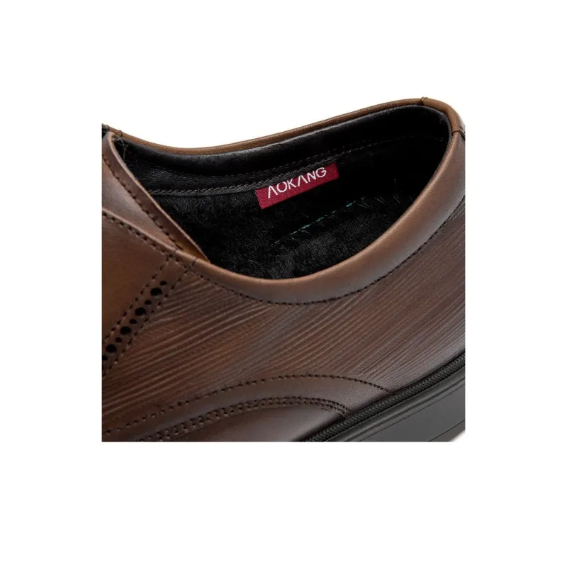 AOKANG Dress Shoes Men Low Top Black-4
