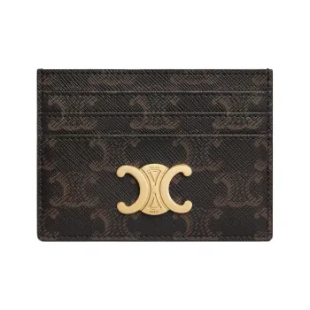 CELINE Triomphe Canvas Wallets Card Holders Regular Women's Brown