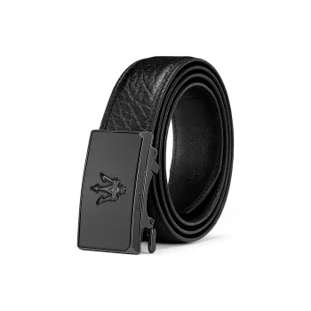 Maserati Cow Leather Belts Men's Black Width  3.5cm