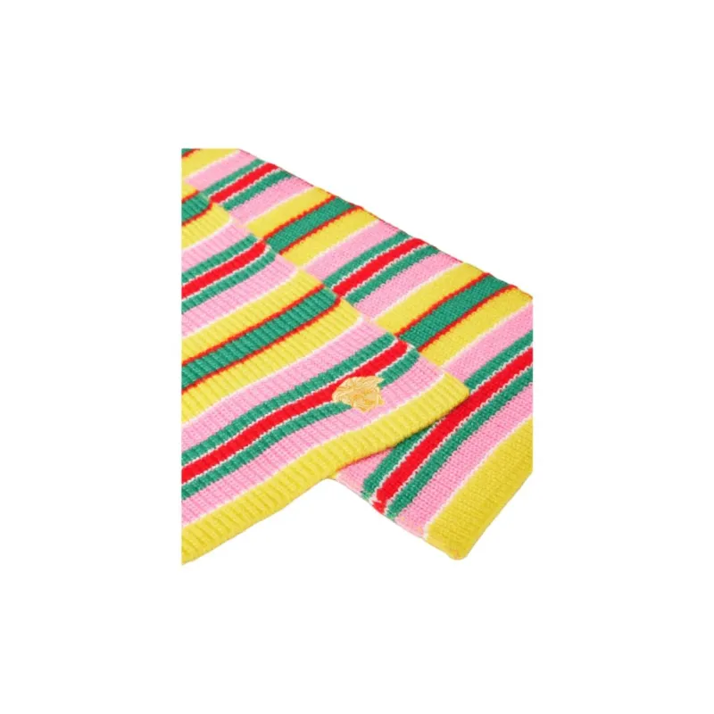 VERSACE Wool Knit Scarves Kids' Yellow-1