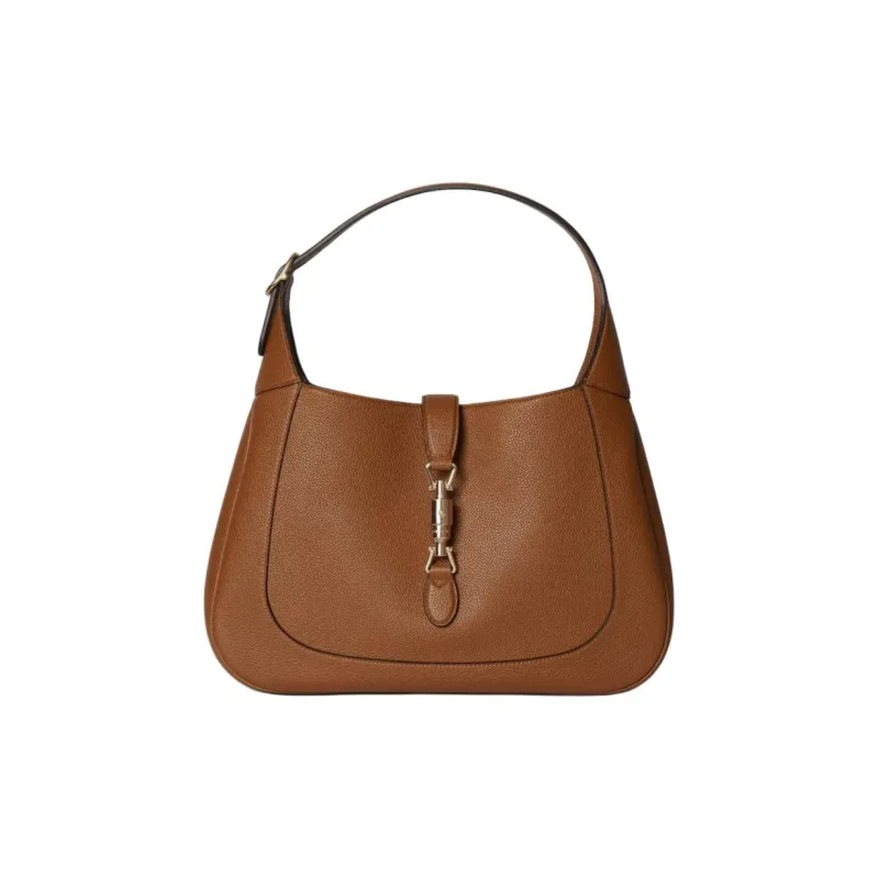 GUCCI Jackie 1961 Leather Shoulder Bag Medium Size Women's Brown-0