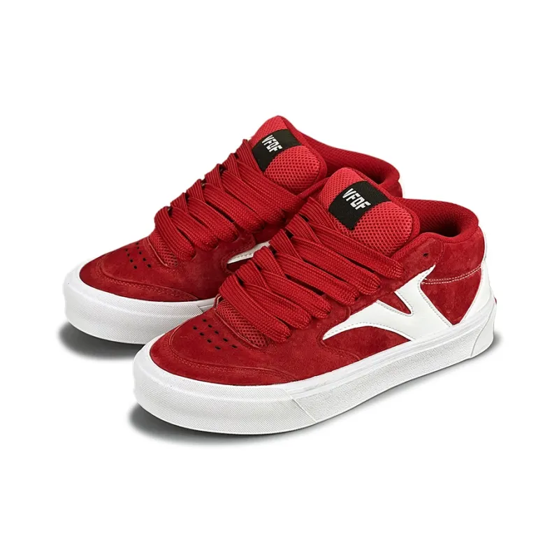 VFDF Snake Year Limited Edition Anti Slip Wear Resistant Mid Top Skateboard Shoes Unisex Red White-2