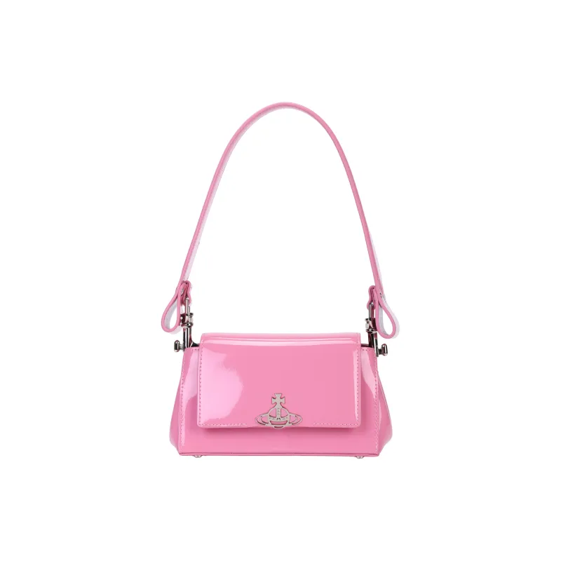 Vivienne Westwood Cow Leather One Shoulder Handbag Trumpets Women's Pink-1