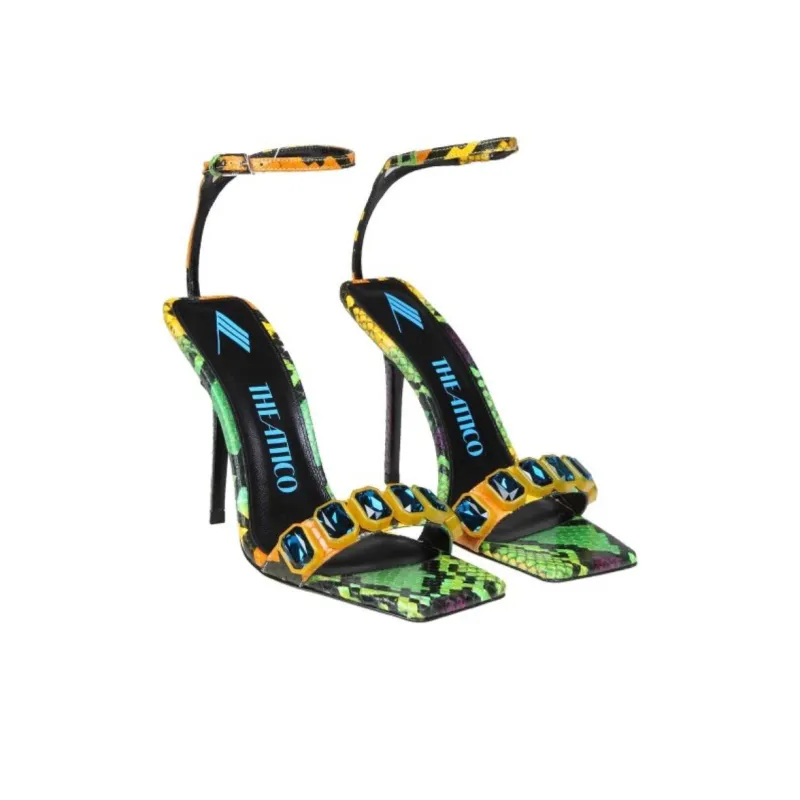 The Attico Sienna One Strap Sandals 10.5cm Women's Yellow Black-3