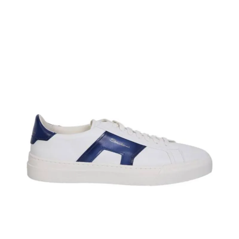 Santoni Shock Absorbers With Slip Resistant Features Low Top Casual Shoes Men's White Blue-3