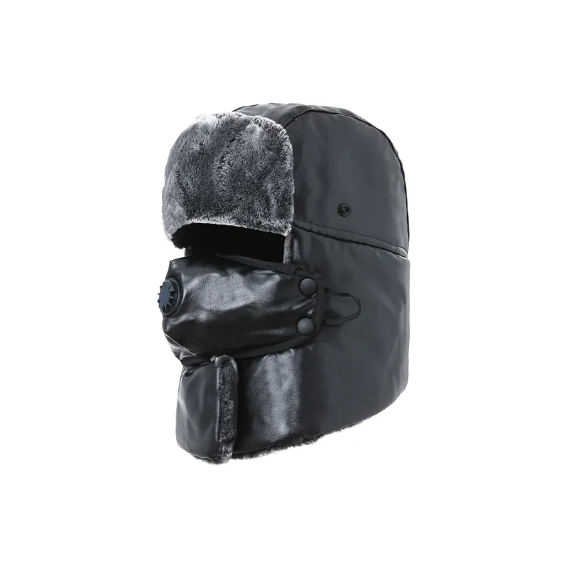 BAIJUAN PU Leather + Polyester Fiber Trapper Hats Unisex-3