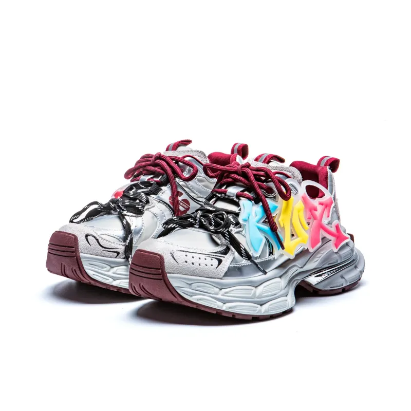 KUX Chunky Sneakers Women's Low Top Angora Rainbow-1
