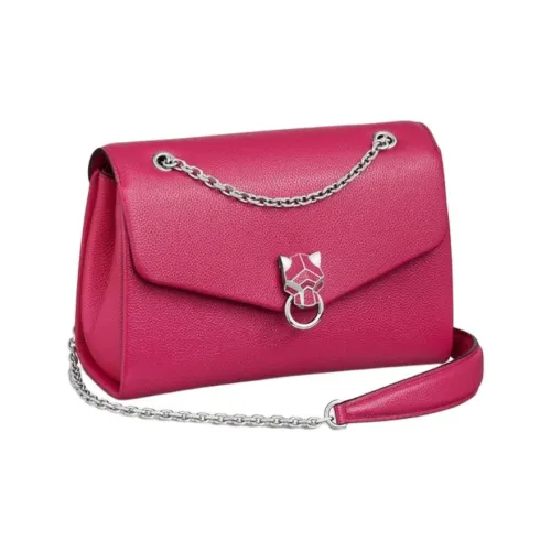 CARTIER Calfskin Shoulder Bag Crossbody Bag Small Size Women's Red