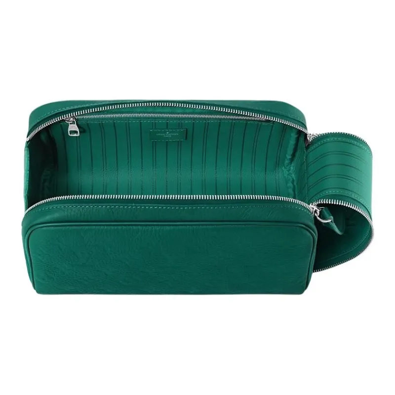 LOUIS VUITTON Embossed Cow Leather Toiletry Bag Men's Green-3