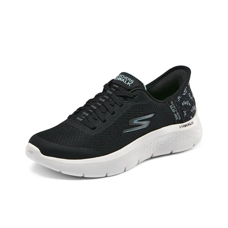 Skechers Go Walk Fle Anti Slip Wear Resistant Low Top Running Shoes Women's Black Green-2