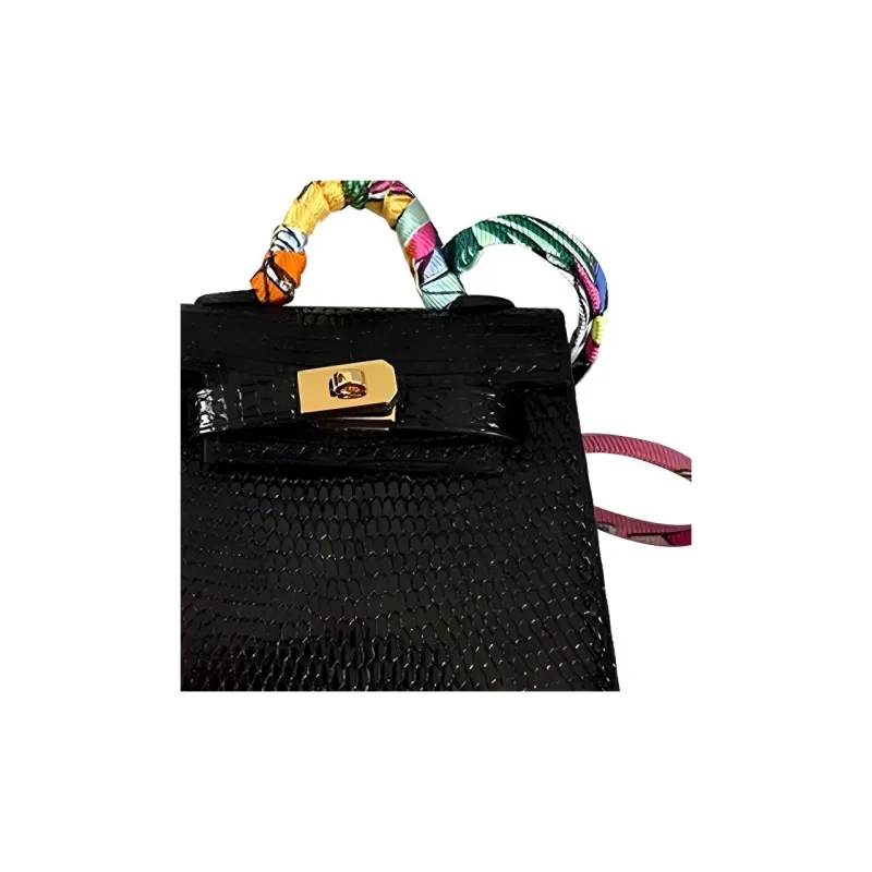 HERMES Kelly Twilly Lizard Skin Pendant Charm With Pendant Women's Black-3