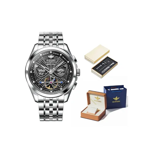 Oupinke Spider Man Series Mechanical Movement Stainless Steel Watchband Watch Men's Watches Black Dial