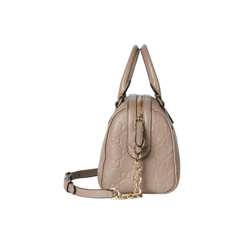 GUCCI Grain Leather Shoulder Bag, Crossbody Bag, Handbag Small Size Unisex Taupe-2
