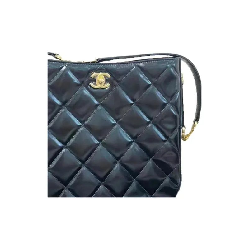 CHANEL Lambskin Hobo Bag, Shoulder Bag, Crossbody Bag Tubas Women's Black-4