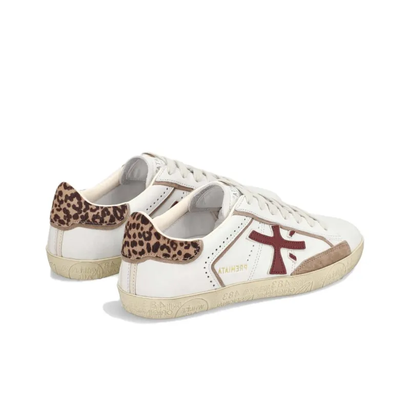 PREMIATA Steven Wear-Resistant Low-Top Skateboard Shoes Women's White Red-2