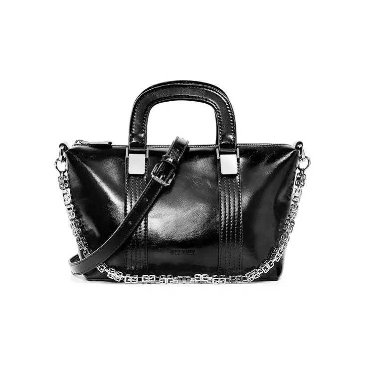 Teenmix Cow Leather Handbag, Crossbody Bag, Shoulder Bag Medium Size Women's Black/Burgundy-0
