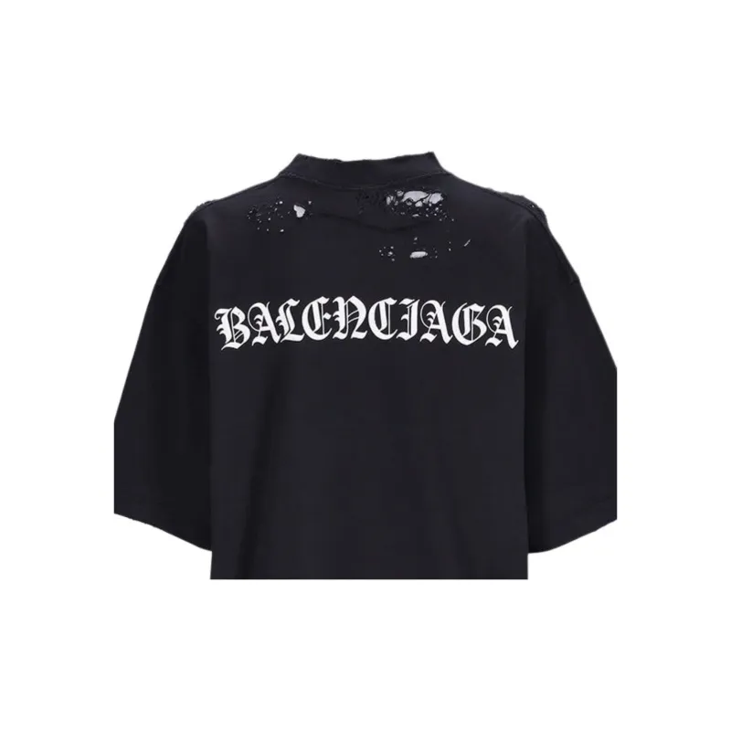 Balenciaga Distressed T Shirt 'Faded Black/White'-4