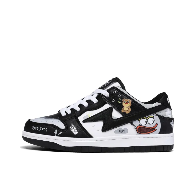 Pepe The Frog Anti-Slip And Wear-Resistant Height Increasing Low-Top Skateboard Shoes Unisex-9