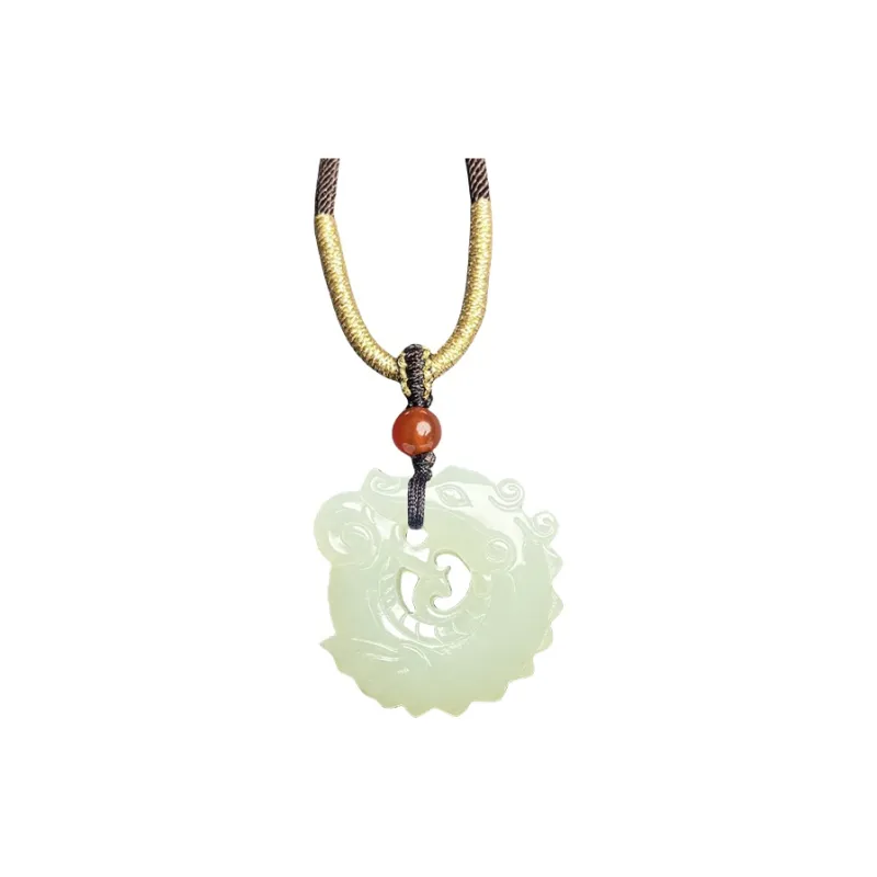 Shujie Hetian Jade Necklaces Pale Greenish White Jade Unisex-5
