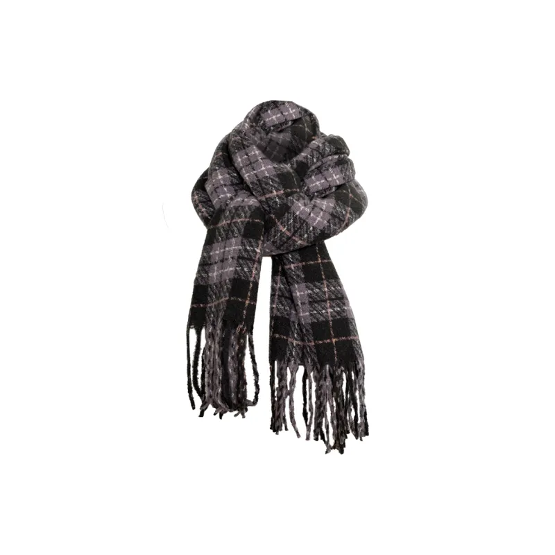 Tokyo Season Polyester Knit Scarves Unisex Purple Green-2