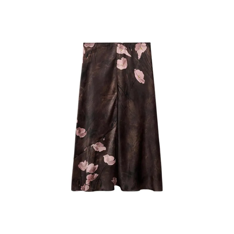 ZARA ZW Series Casual Long Skirts Women's Brown-1