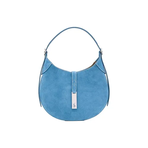 Polo Ralph Lauren Cow Leather Handbag Shoulder Bag Small Size Women's Sky Blue