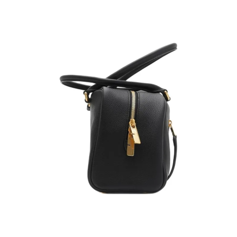 Burberry Calfskin Bowling Bag Shoulder Bag Handbag Small Size Women's Black-1