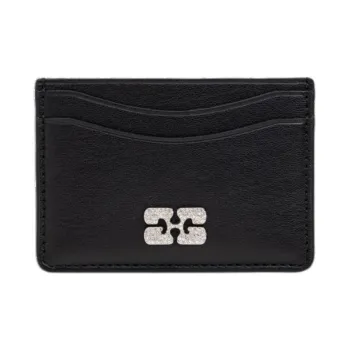 GANNI Leather Card Holder Men's Black
