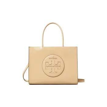 TORY BURCH Ella Polyurethane Tote Bag Shopping Bag Crossbody Handbag Shoulder Bag Small Size Women's Vanilla Ice Cream