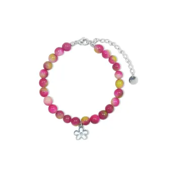 AWE Titanium Steel Jade Bead Sunflower Girl Small Flower Bracelet Unisex
