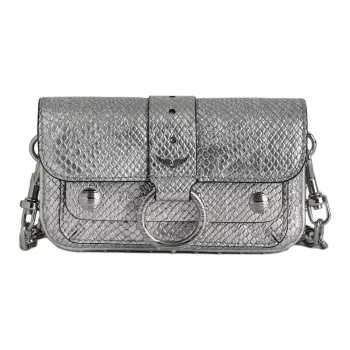 Zadig & Voltaire Calfskin Handbag, Shoulder Bag, Crossbody Bag Mini Women's Silver