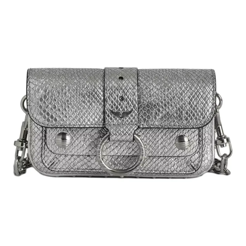 Zadig & Voltaire Calfskin Handbag, Shoulder Bag, Crossbody Bag Mini Women's Silver-0