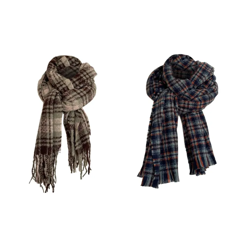 Tokyo Season Polyester Knit Scarves Unisex Purple Green-14