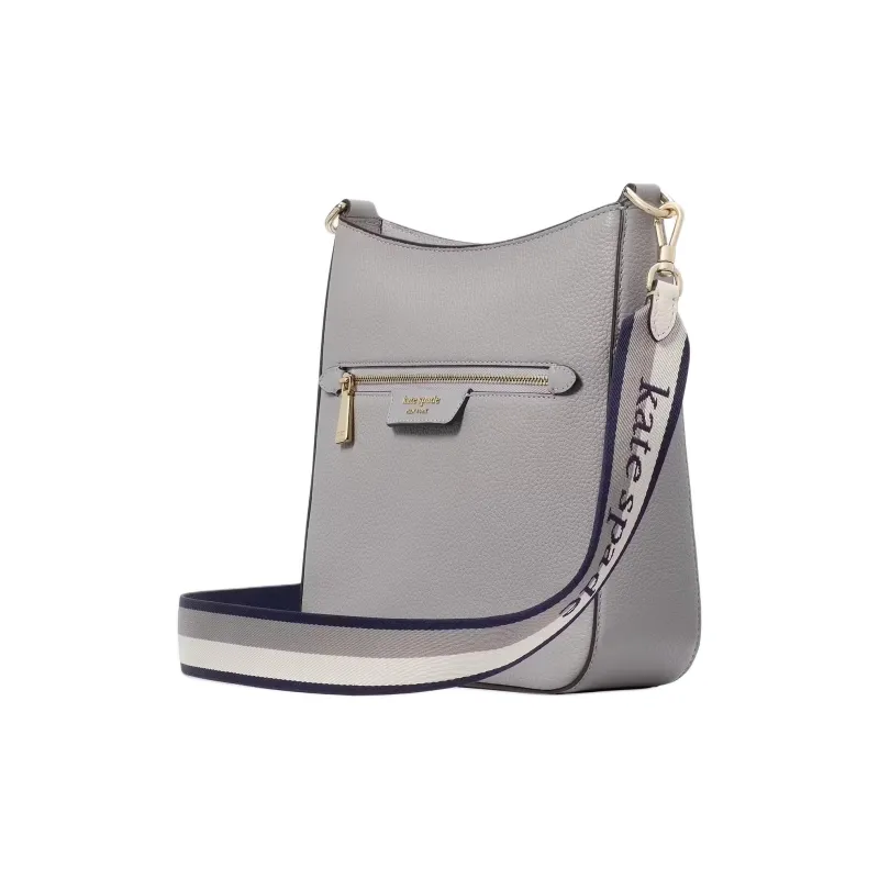 Kate Spade Hudson Leather Messenger Bag Shoulder Bag Crossbody Bag Small Size Women's Mountain Gray-1