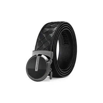 Maserati Cow Leather Belts Men's Black Width  3.5cm