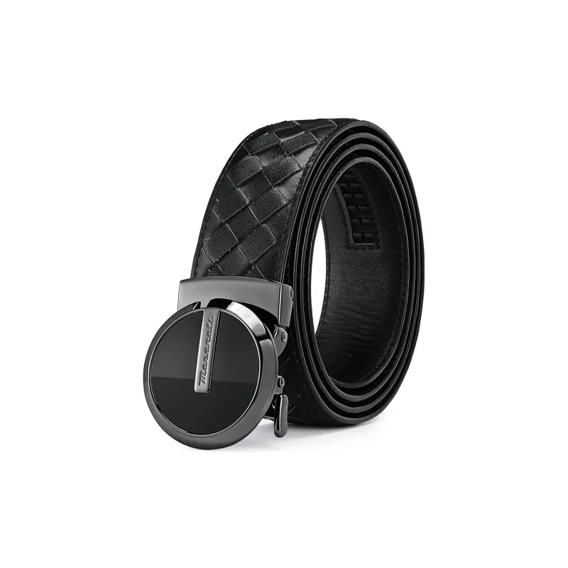 Maserati Cow Leather Belts Men's Black Width  3.5cm-0