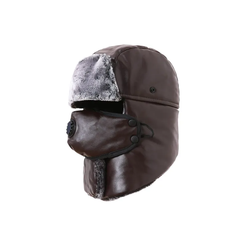 BAIJUAN PU Leather + Polyester Fiber Trapper Hats Unisex-4