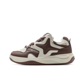 XTEP Star X Anti Slip Wear Resistant Low Top Skateboard Shoes Men's Brown White