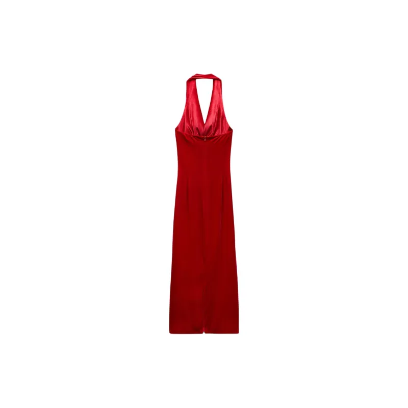 ZARA Sleeveless Dress Women's Deep Red-1