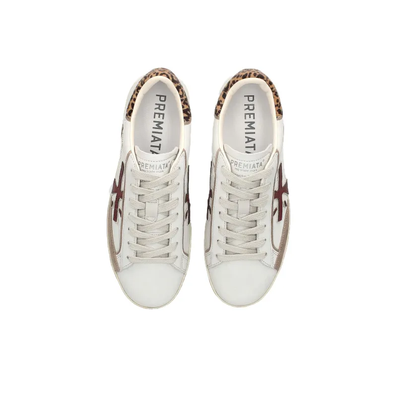 PREMIATA Steven Wear-Resistant Low-Top Skateboard Shoes Women's White Red-3