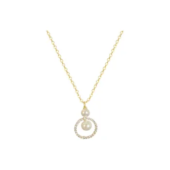 NATURALLYJOJO Imitation Pearl Copper Necklaces Women's Gold/Silver